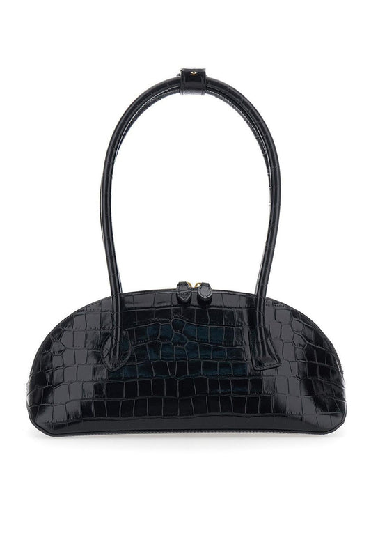 Liffner-EW DOME BAG CROC EMBOSSED CALF LEATHER BLACK-dgallerystore