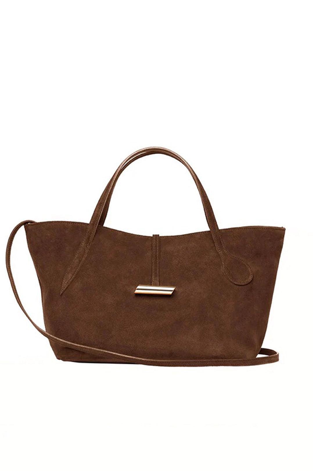 Liffner-Petite Penne Tote Suede Dark Brown-dgallerystore