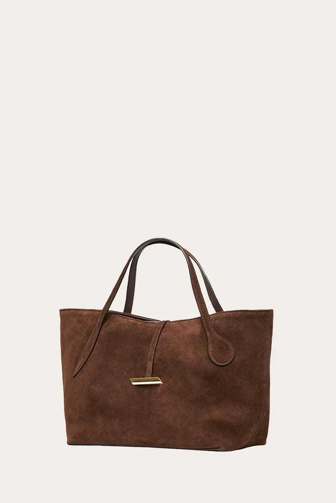 Liffner-Petite Penne Tote Suede Dark Brown-dgallerystore