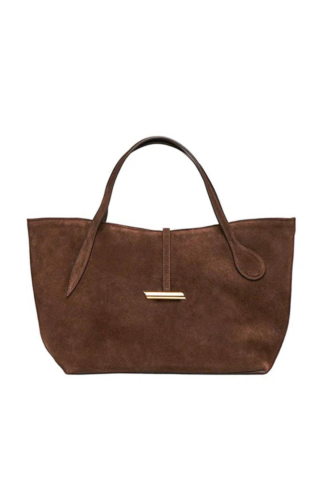 Liffner-Petite Penne Tote Suede Dark Brown-dgallerystore