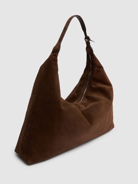 Liffner-Pillow Hobo Suede Dark Brown-dgallerystore