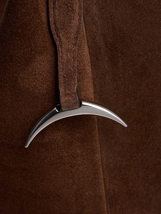 Liffner-Pillow Hobo Suede Dark Brown-dgallerystore