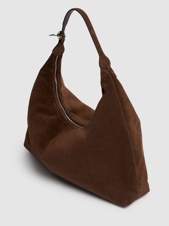 Liffner-Pillow Hobo Suede Dark Brown-dgallerystore