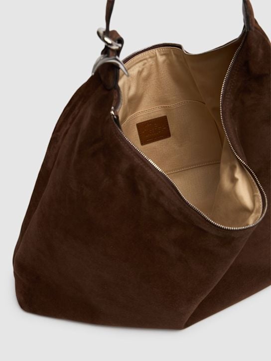 Liffner-Pillow Hobo Suede Dark Brown-dgallerystore