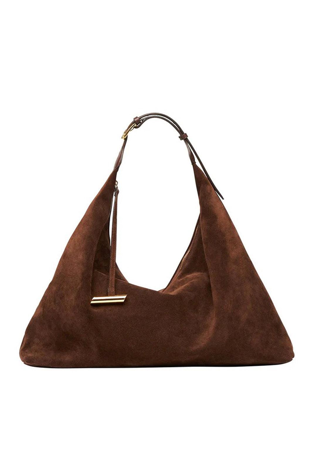 Liffner-Pillow Hobo Suede Dark Brown-dgallerystore