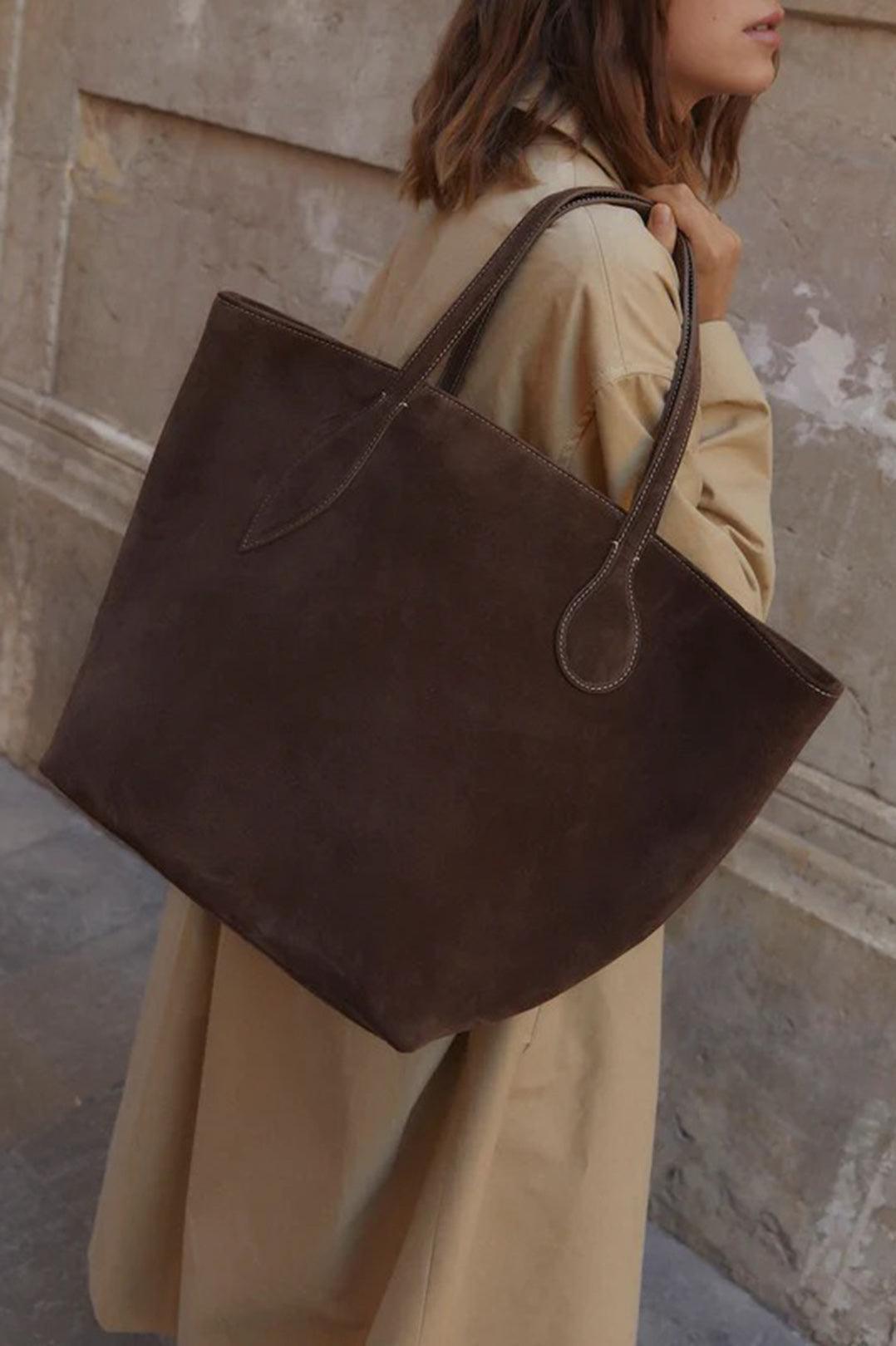 Liffner-Sprout Tote Dark Brown Suede-dgallerystore