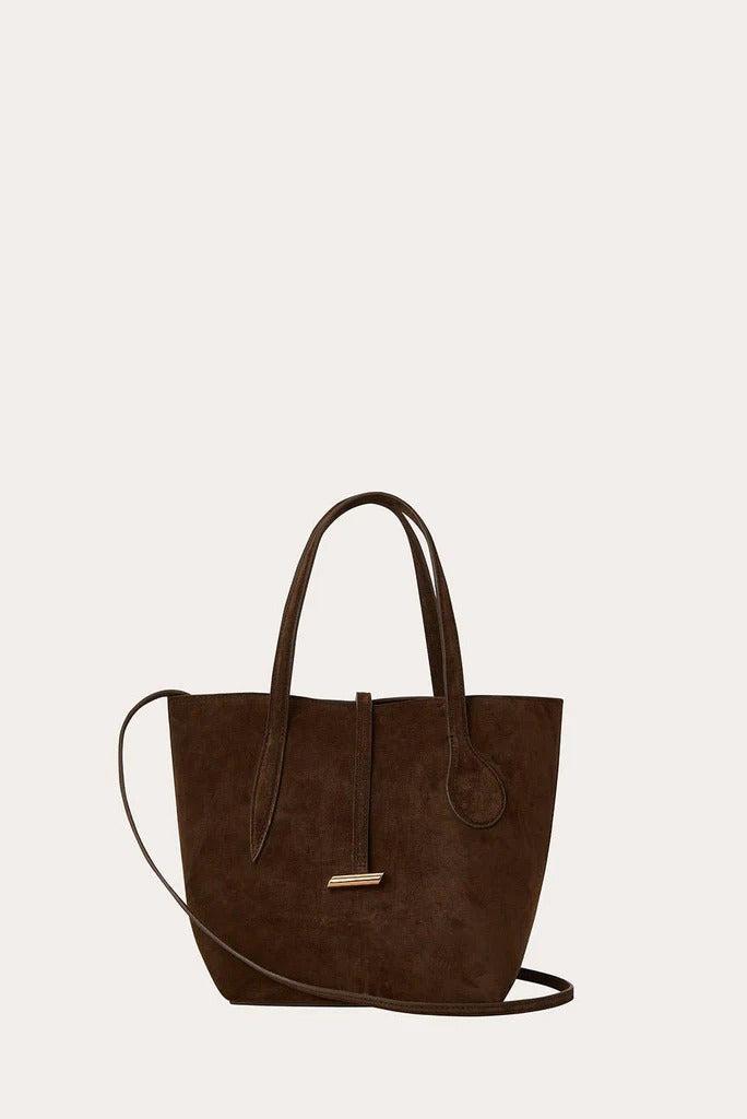 Liffner-Sprout Tote Mini Dark Brown Suede-dgallerystore