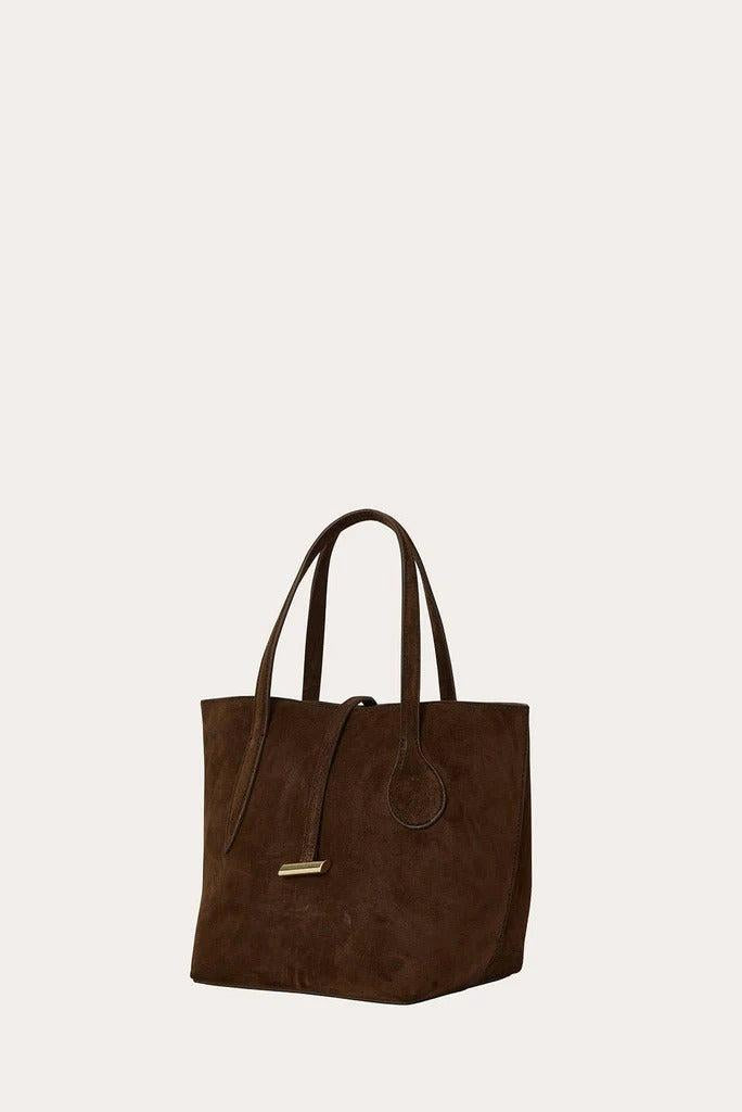 Liffner-Sprout Tote Mini Dark Brown Suede-dgallerystore