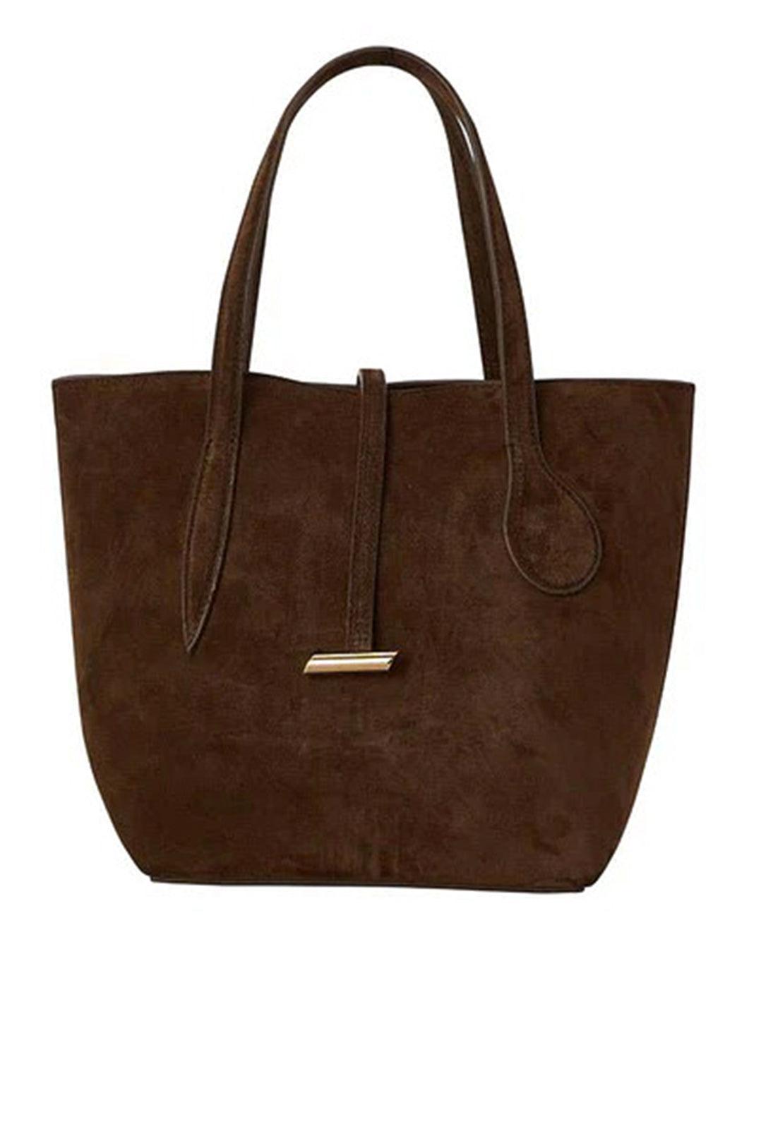 Liffner-Sprout Tote Mini Dark Brown Suede-dgallerystore
