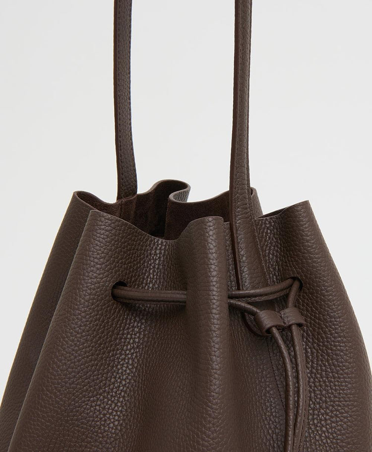 Mansur Gavriel-Drawstring Cabas bucket chocolate-dgallerystore