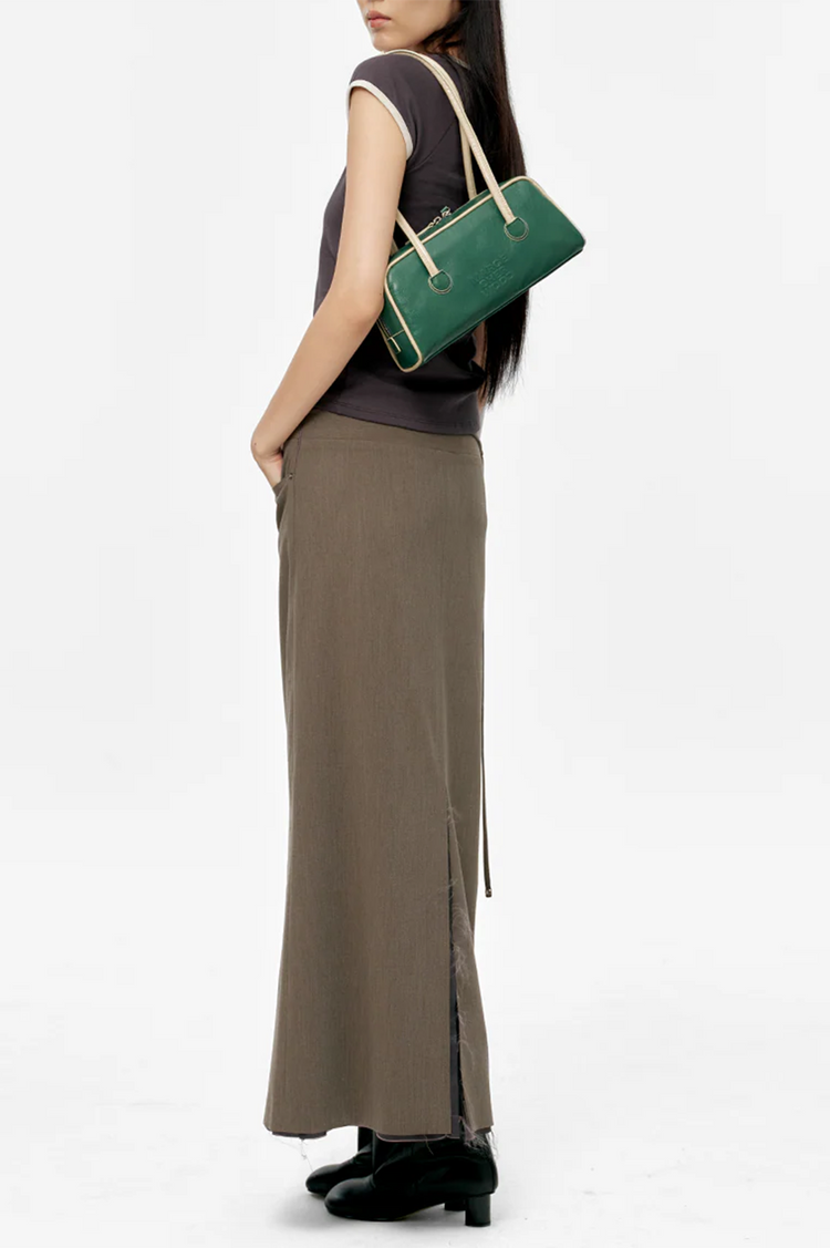 Margesherwood-Soft Boston EW Piping hunter green cream beige crinkle-dgallerystore