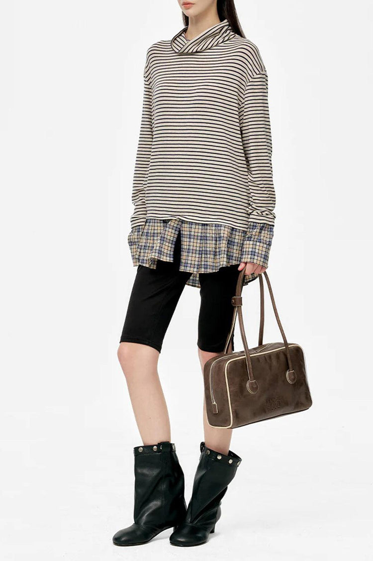 Margesherwood-Soft Boston Piping washed brown cream beige crinkle-dgallerystore