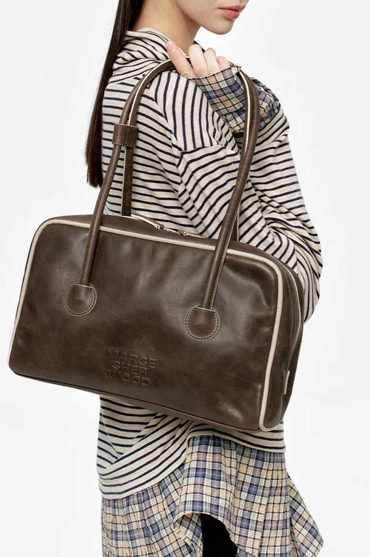 Margesherwood-Soft Boston Piping washed brown cream beige crinkle-dgallerystore