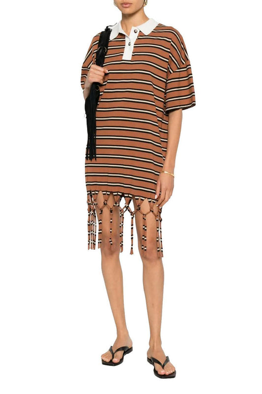 Nanushka-Benigna Fringed Polo Neck Dress-dgallerystore