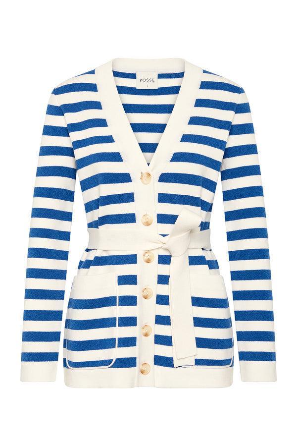 Posse-Ari Cardigan - Blue Stripe-dgallerystore