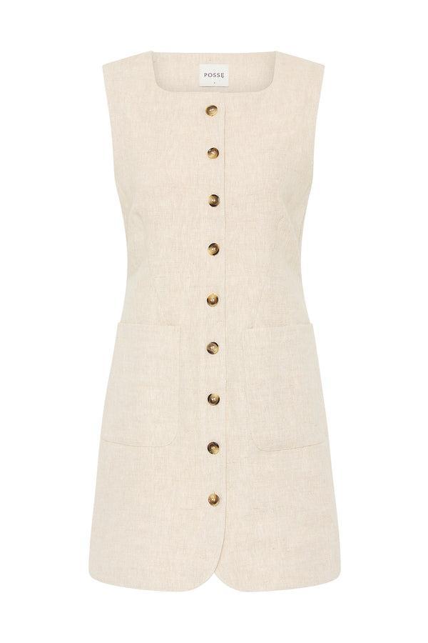 Posse-Emma Button Down Dress - Natural-dgallerystore