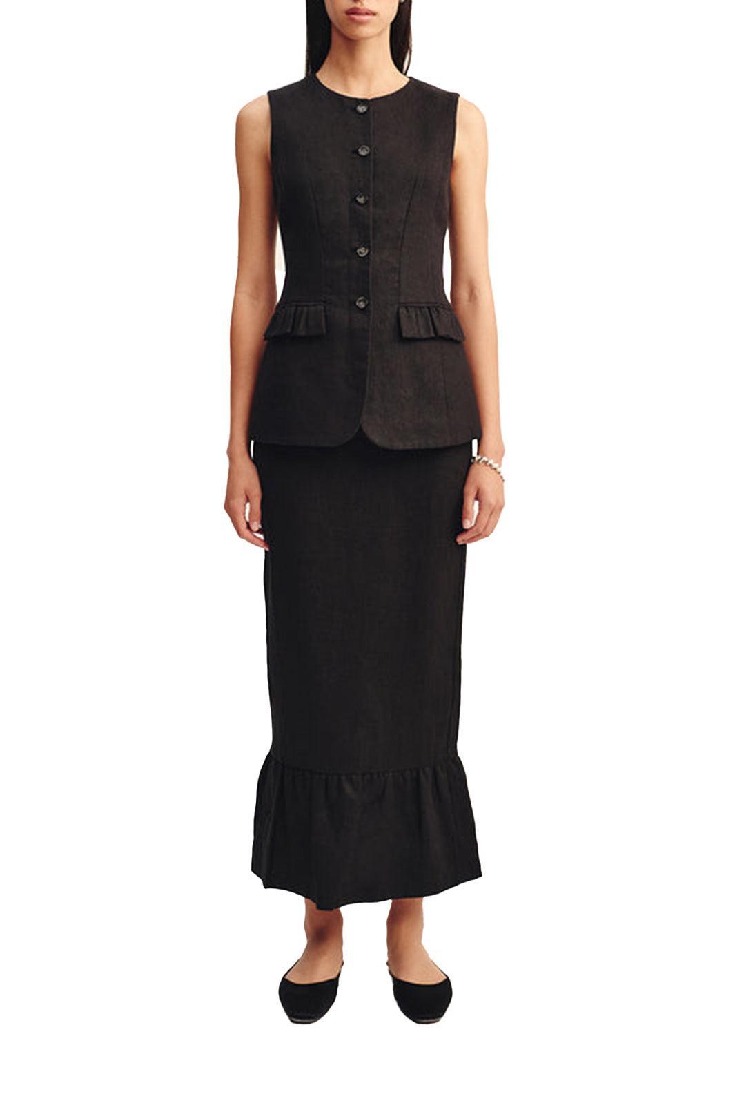 Posse-Matilda Column Skirt - Black-dgallerystore