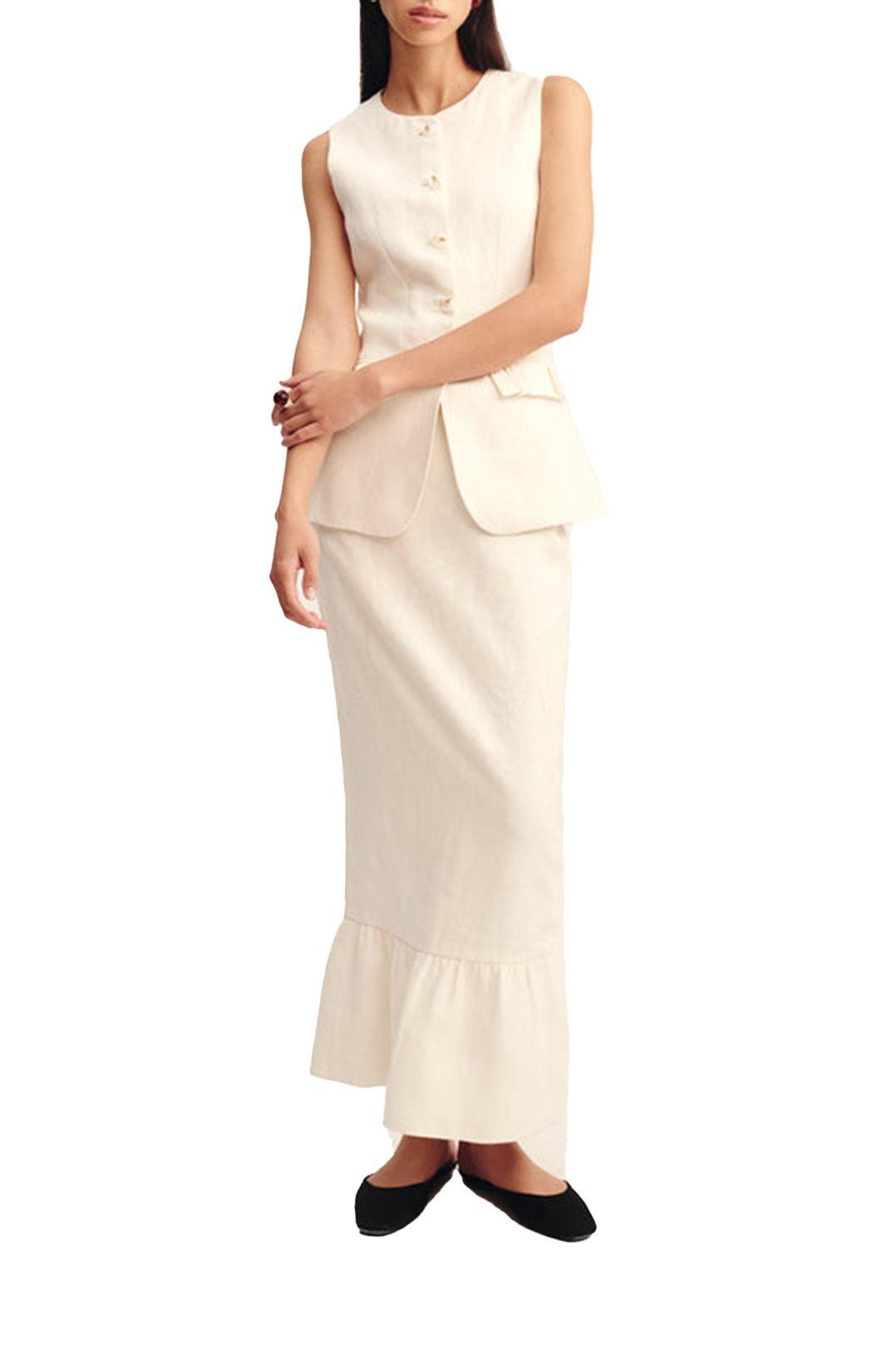 Posse-Matilda Column Skirt - Cream-dgallerystore