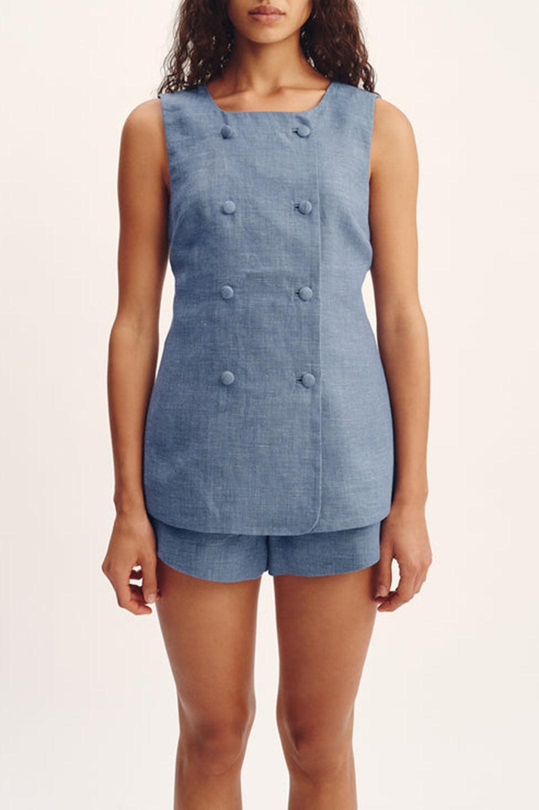 Posse-Thea Vest - Steel Blue-dgallerystore