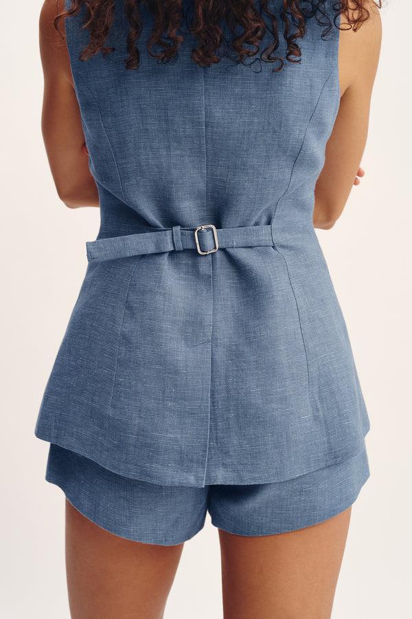 Posse-Thea Vest - Steel Blue-dgallerystore
