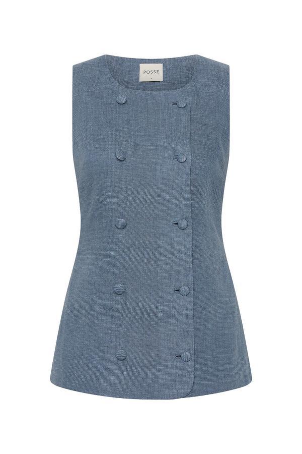 Posse-Thea Vest - Steel Blue-dgallerystore