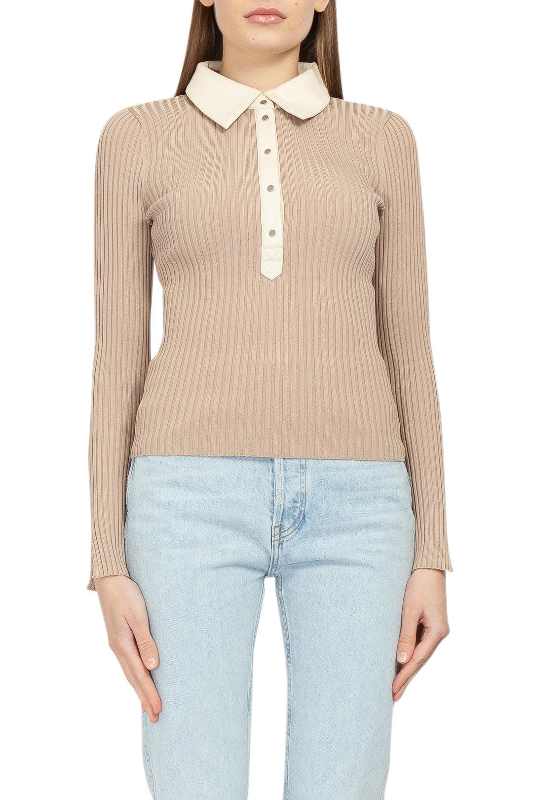 Jonathan Simkhai Ribbed sweater with classic collar 521 2086 K D GALLERY