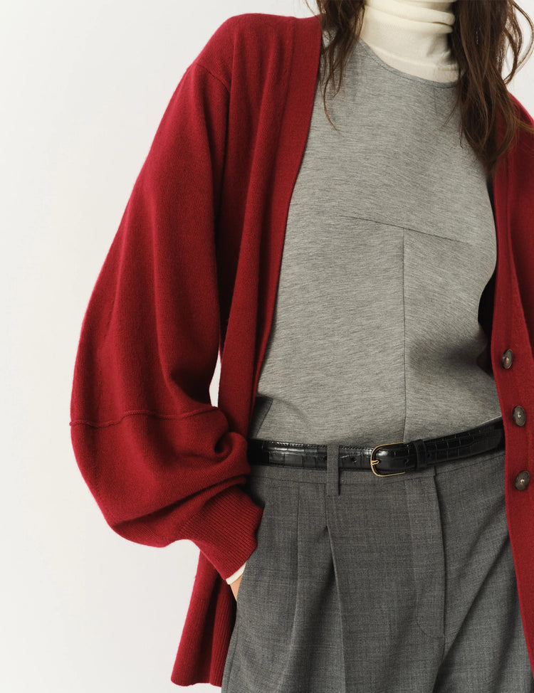 The Garment-Como Sleeve Cardigan Burgundy-dgallerystore