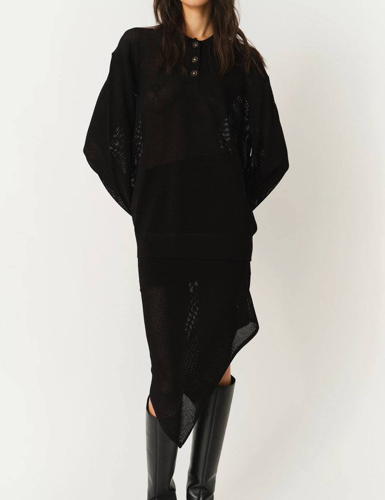 The Garment-Madison Asymmetric Skirt Black-dgallerystore