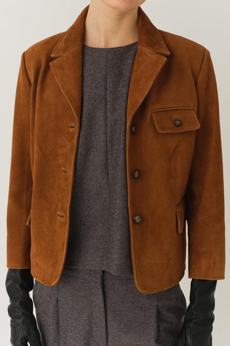 The Garment-Suede fitted jacket hazelnut-dgallerystore