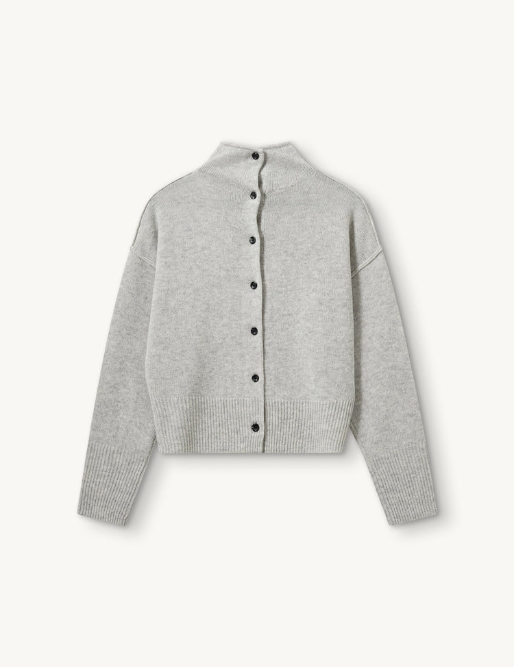The Garment-Volmer back knit heather grey melange-dgallerystore