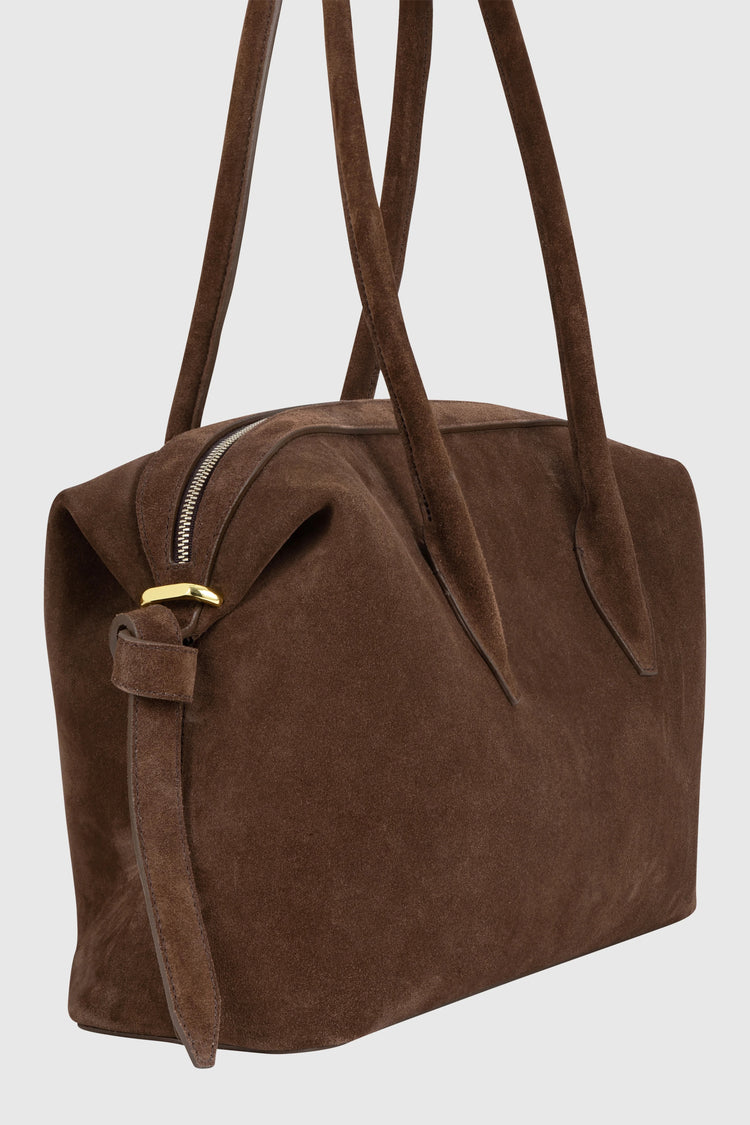 Yuzefi-Brioche Duffle Chocolate Suede-dgallerystore