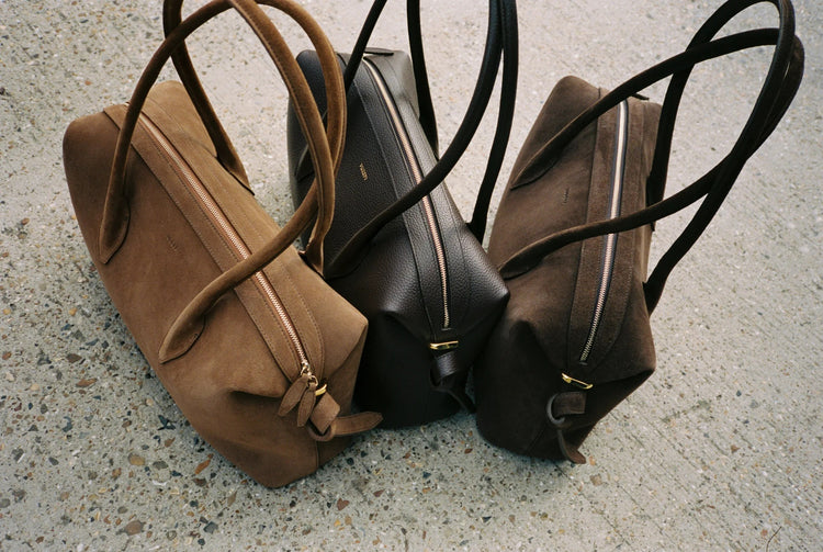Yuzefi-Brioche Duffle Chocolate Suede-dgallerystore
