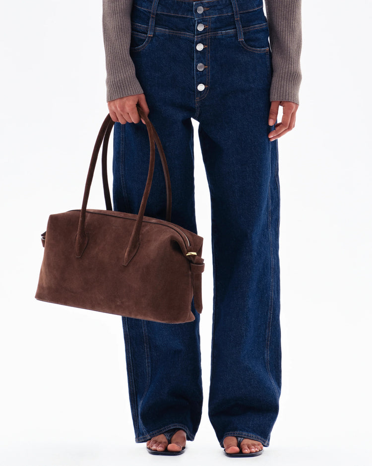 Yuzefi-Brioche Duffle Chocolate Suede-dgallerystore