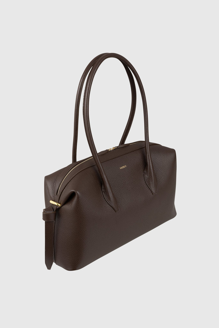 Yuzefi-Brioche Duffle Espresso Pebble Grained Leather-dgallerystore