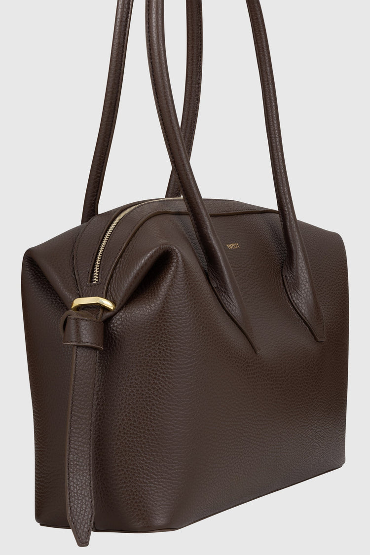 Yuzefi-Brioche Duffle Espresso Pebble Grained Leather-dgallerystore