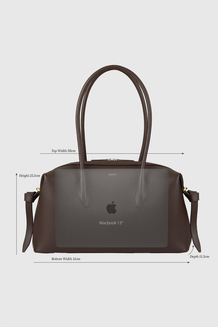 Yuzefi-Brioche Duffle Espresso Pebble Grained Leather-dgallerystore