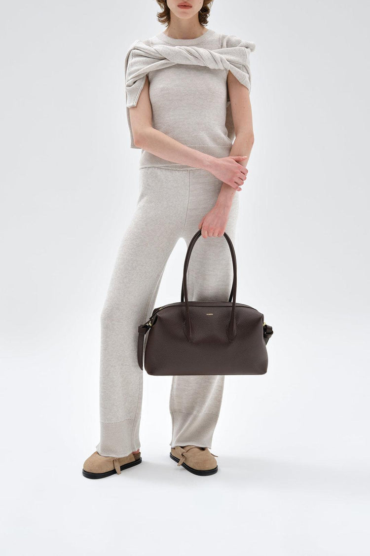 Yuzefi-Brioche Duffle Espresso Pebble Grained Leather-dgallerystore