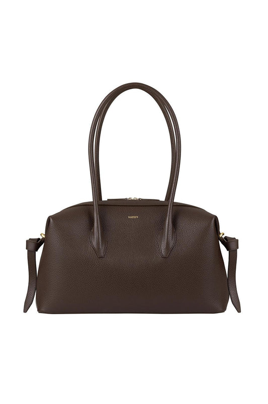 Yuzefi-Brioche Duffle Espresso Pebble Grained Leather-dgallerystore