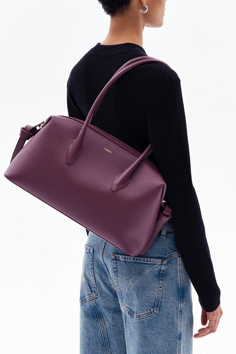 Yuzefi-Brioche Duffle Wine Pebble Grained Leather-dgallerystore