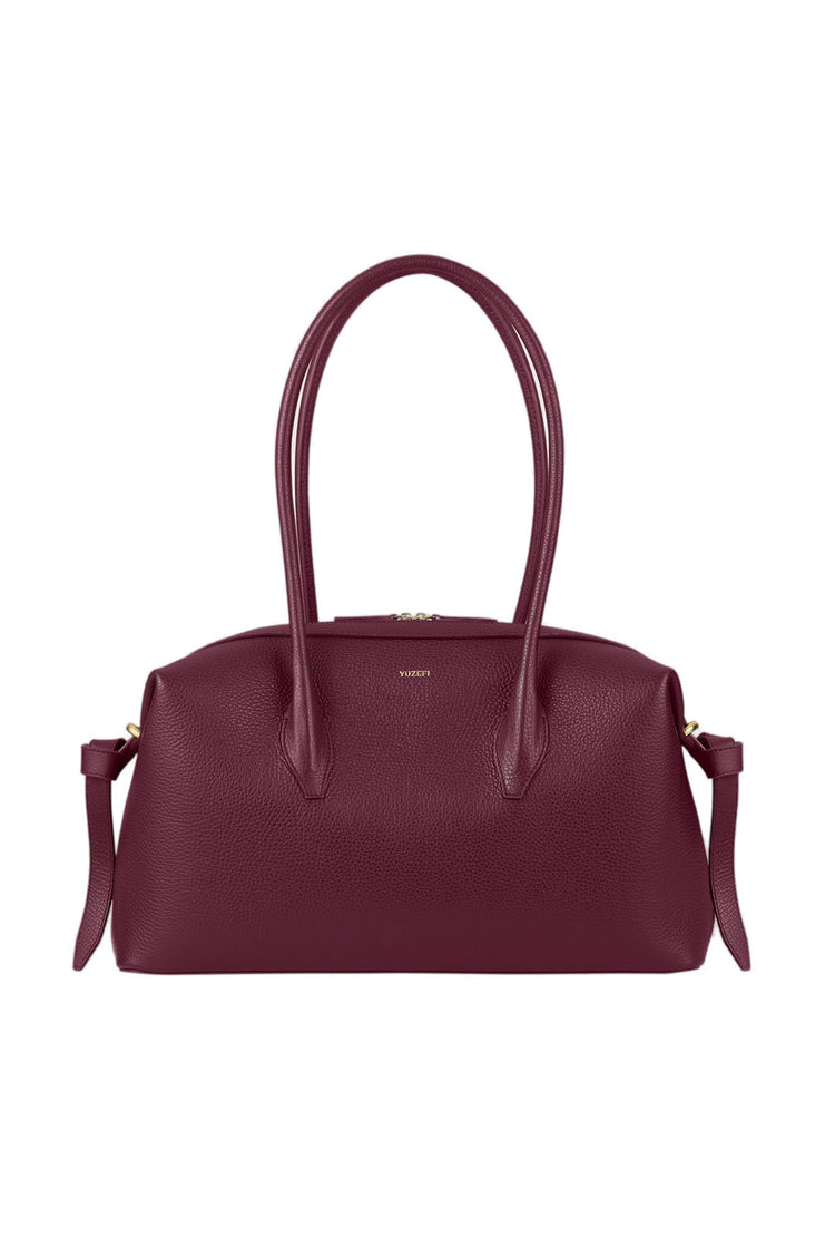 Yuzefi-Brioche Duffle Wine Pebble Grained Leather-dgallerystore