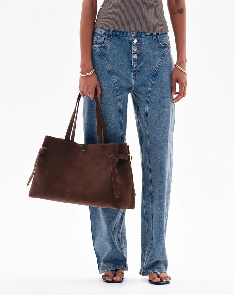Yuzefi-Gyoza Tote Chocolate Suede-dgallerystore