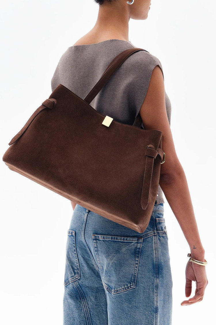 Yuzefi-Gyoza Tote Chocolate Suede-dgallerystore
