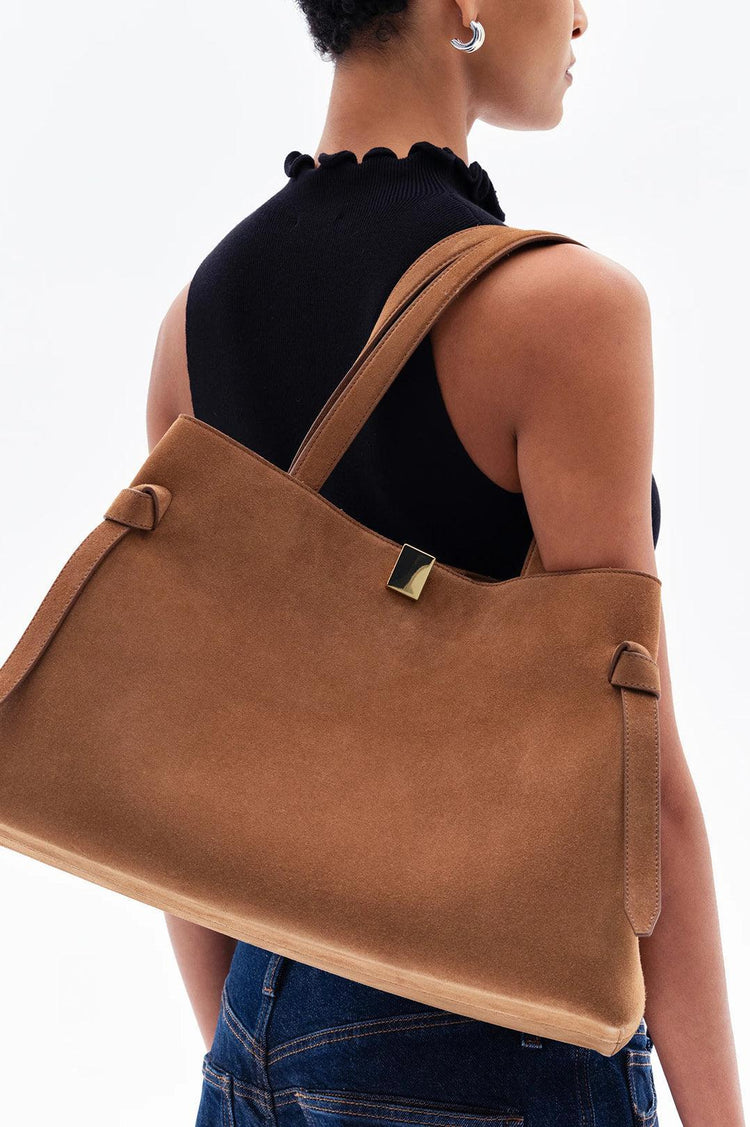 Yuzefi-Gyoza Tote Cognac Suede-dgallerystore