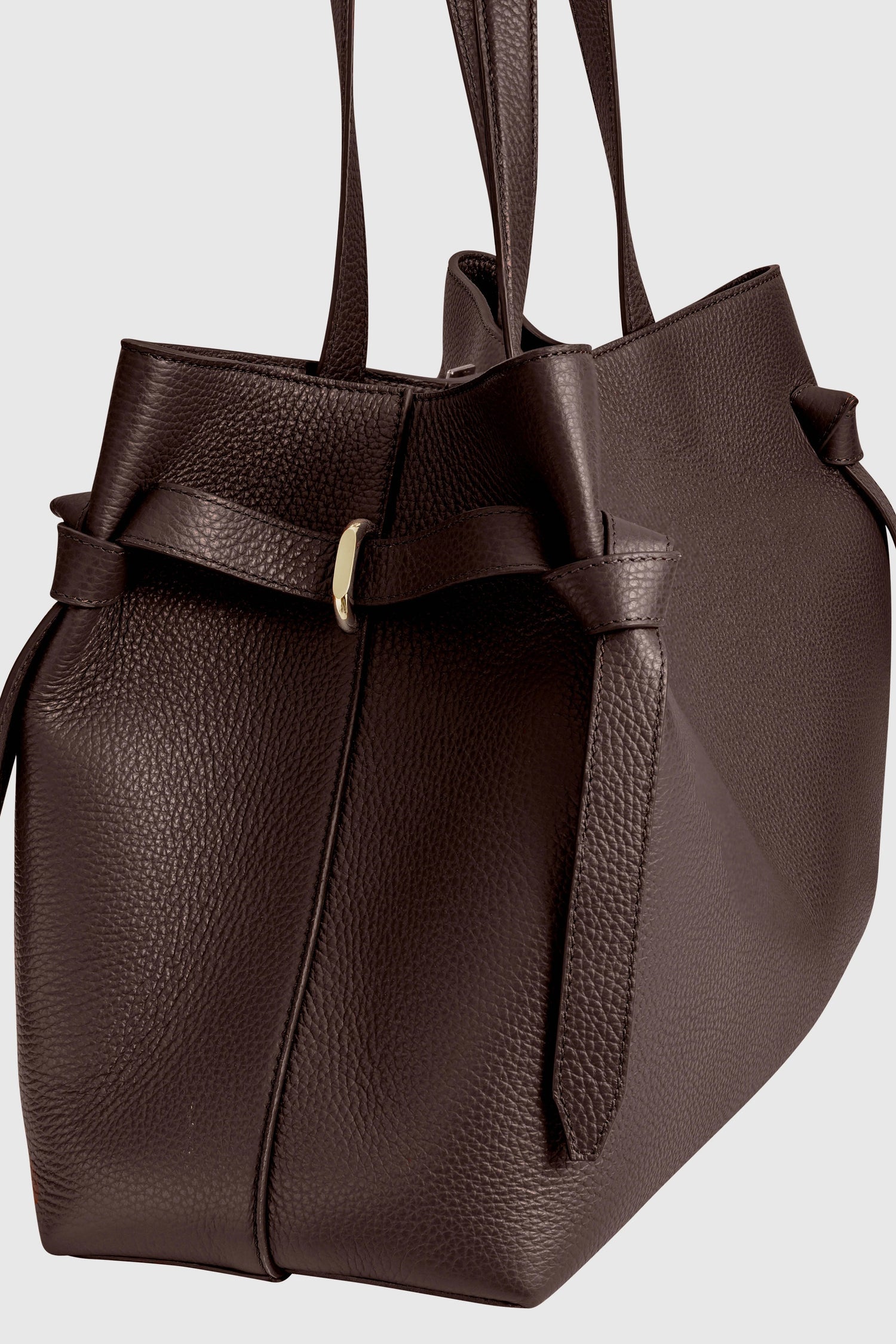 Yuzefi-Gyoza Tote Espresso Pebble Grained Leather-dgallerystore