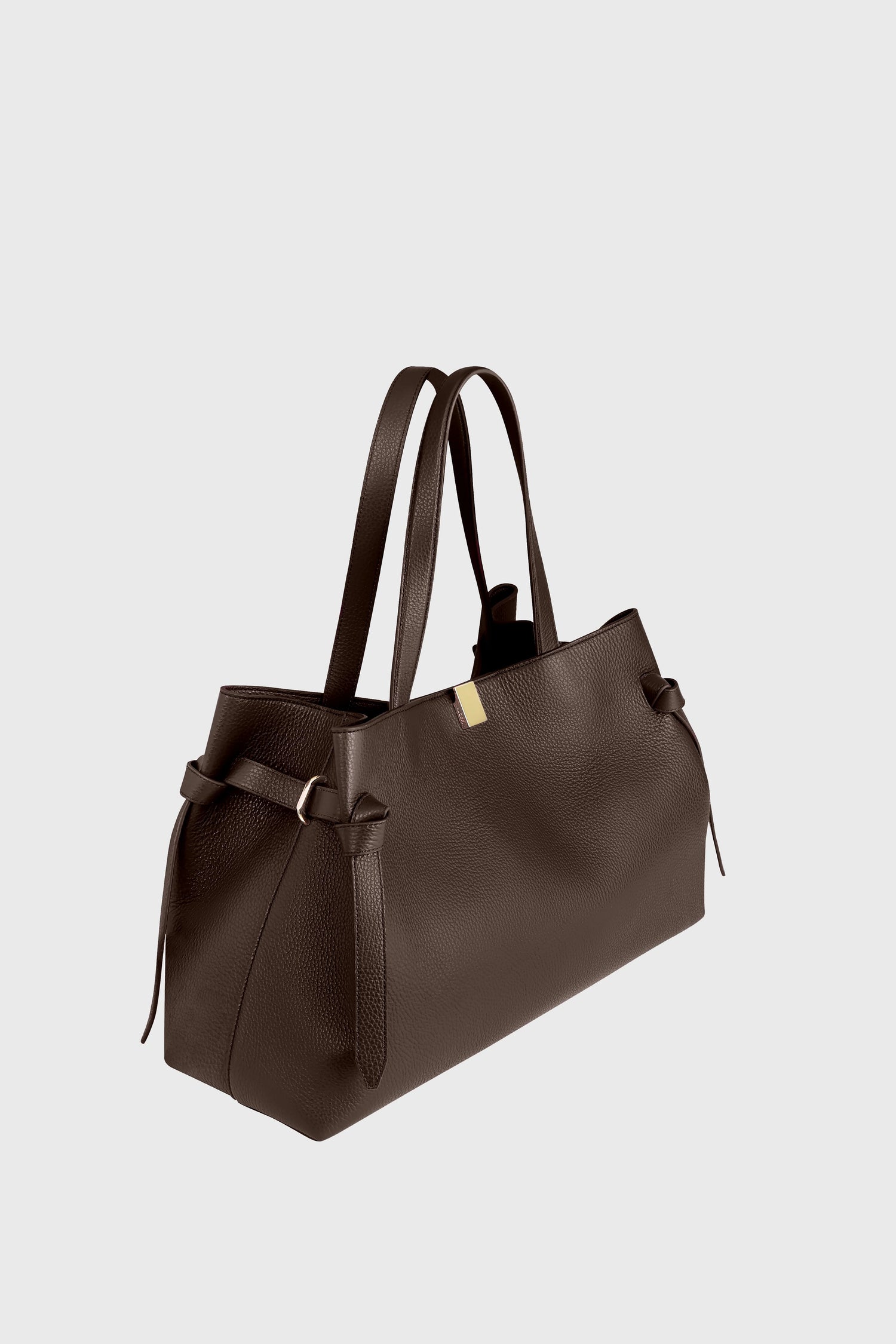 Yuzefi-Gyoza Tote Espresso Pebble Grained Leather-dgallerystore