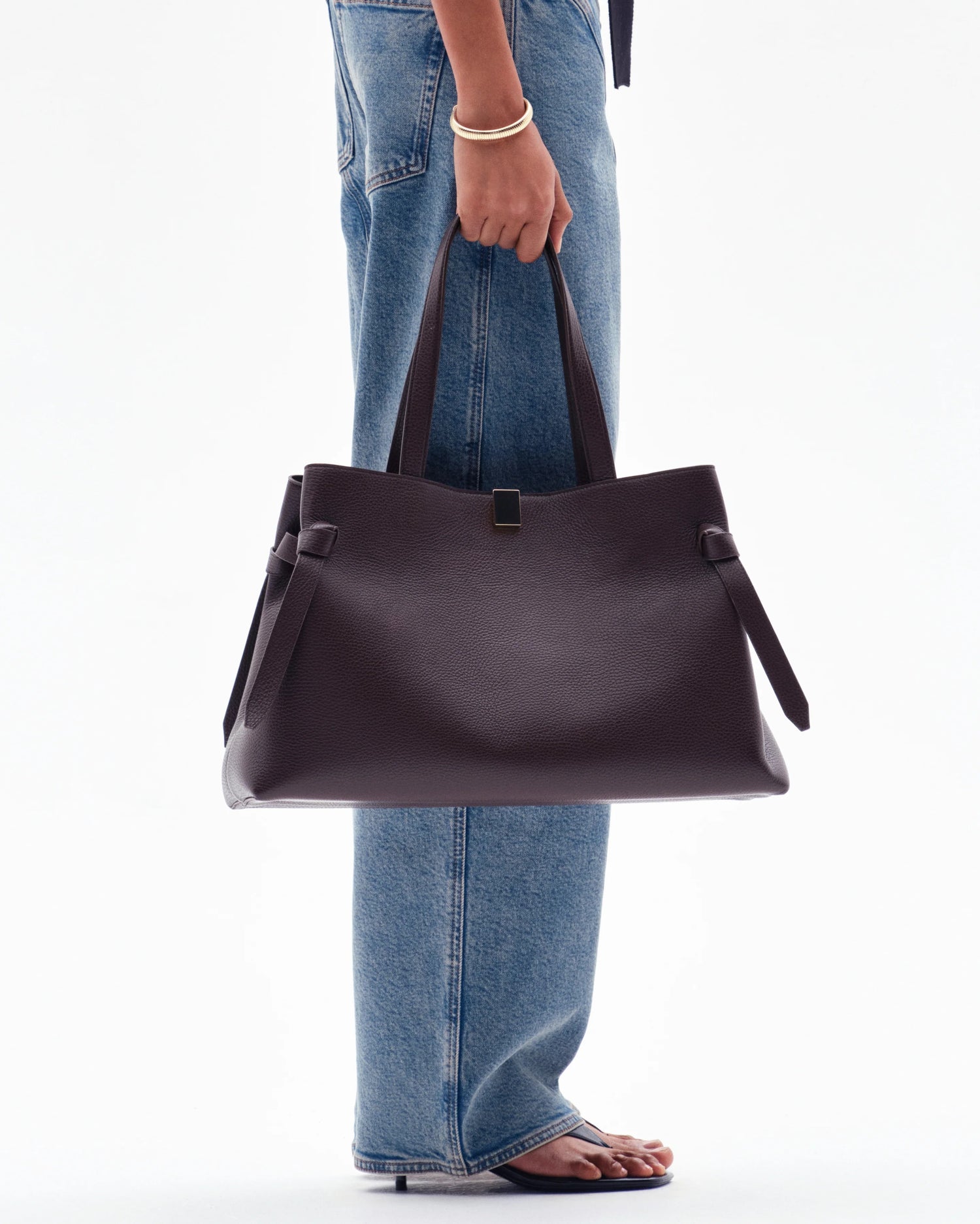 Yuzefi-Gyoza Tote Espresso Pebble Grained Leather-dgallerystore