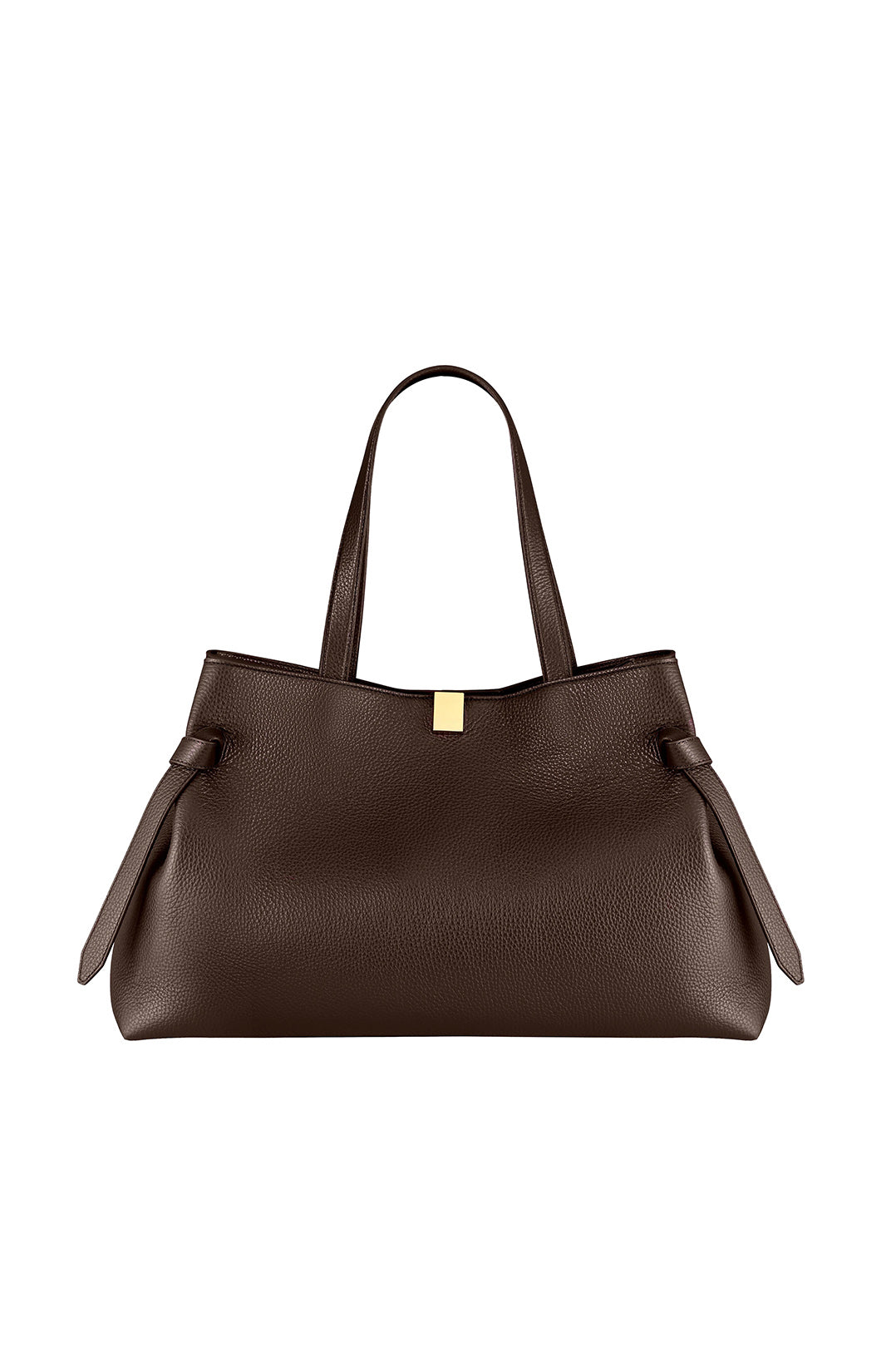 Yuzefi-Gyoza Tote Espresso Pebble Grained Leather-dgallerystore