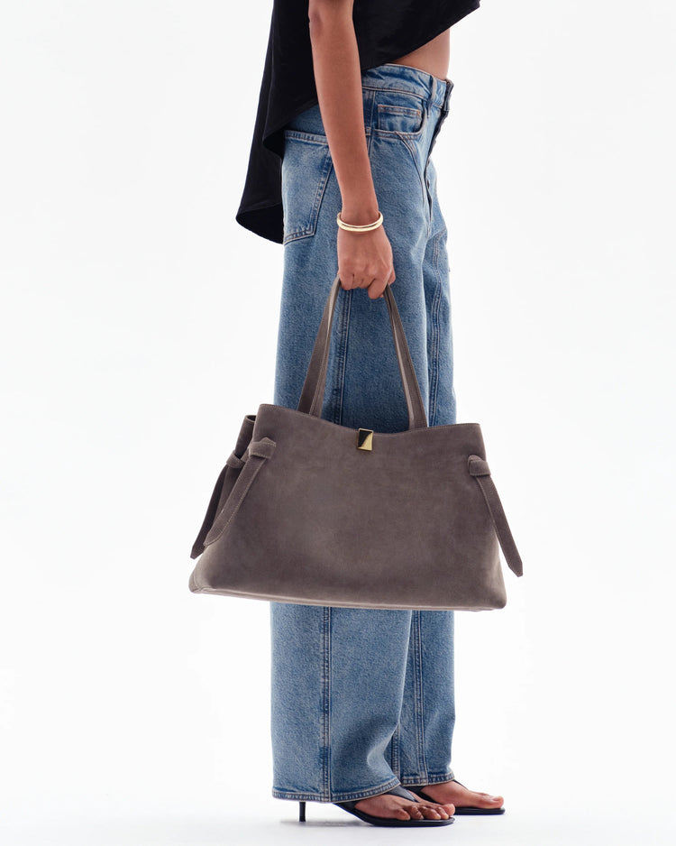 Yuzefi-Gyoza Tote Taupe Suede-dgallerystore