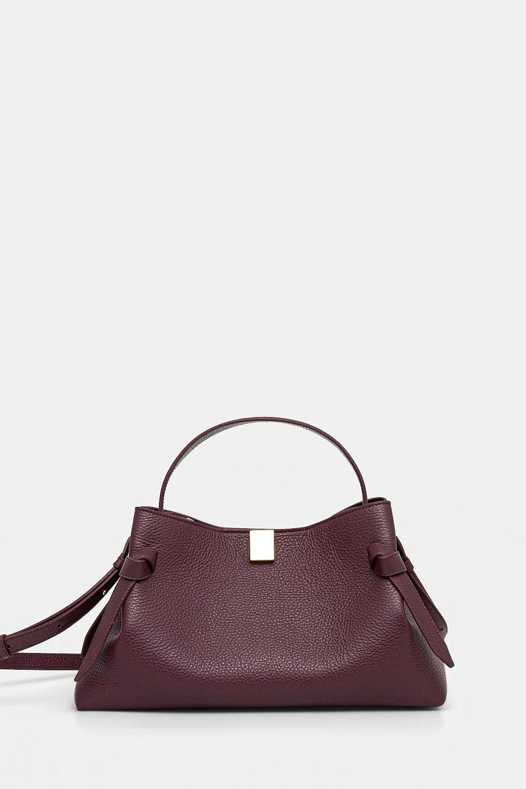 Yuzefi-Gyoza wine pebble grained leather-dgallerystore