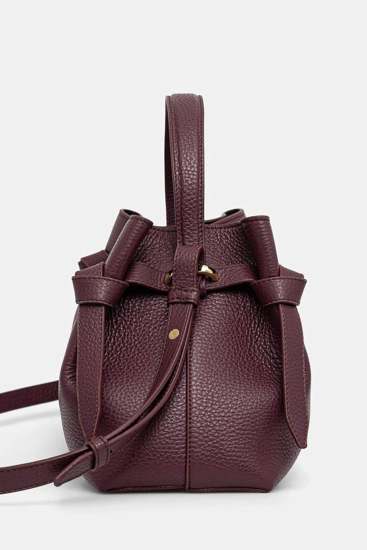 Yuzefi-Gyoza wine pebble grained leather-dgallerystore